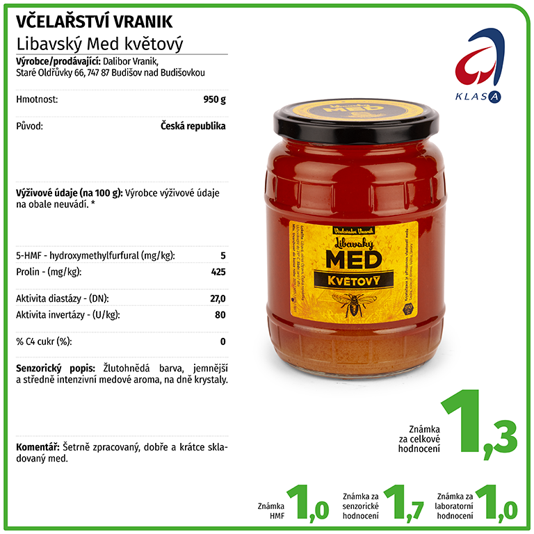 Včelařství Vranik - Libavský Med květový